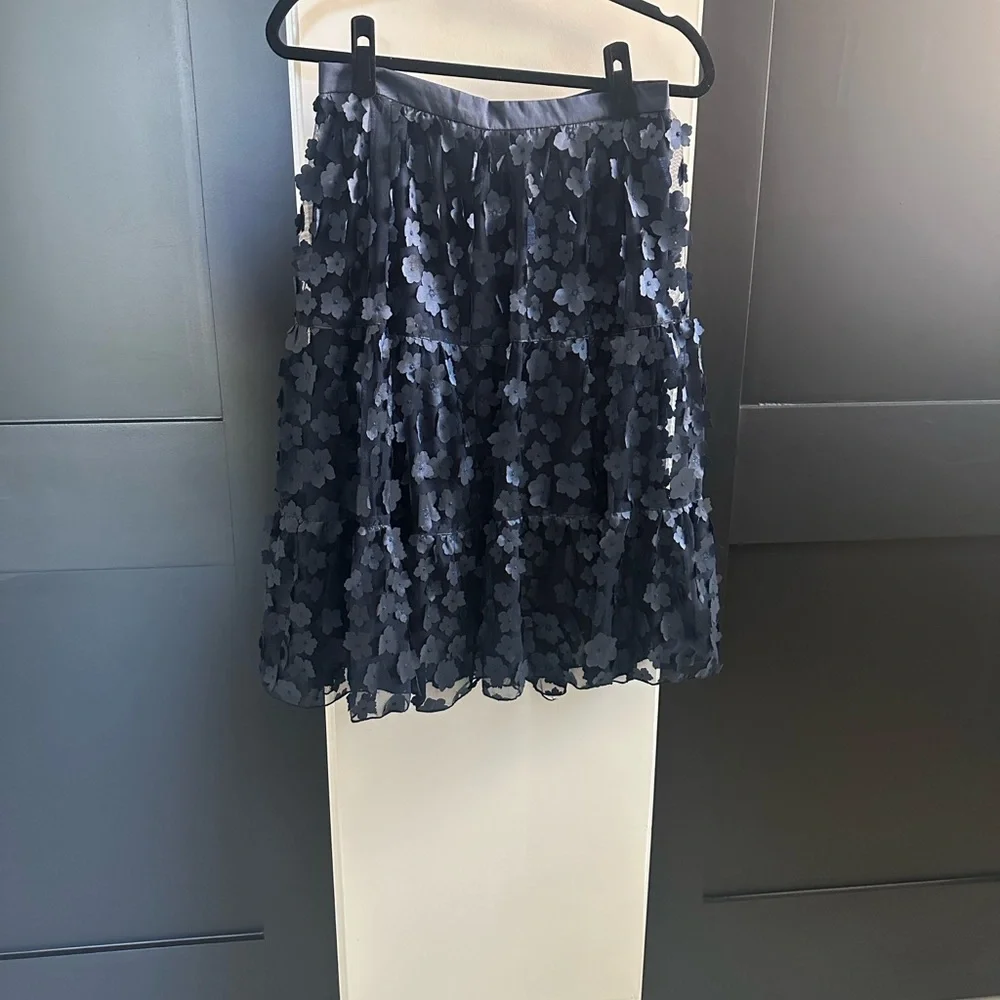 Eva Franco Navy Floral A-Line Skirt - Picture 7 of 12